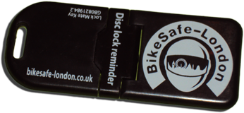 Transport for London Bike Safe disc lock reminder design Bike Safe disc lock reminder